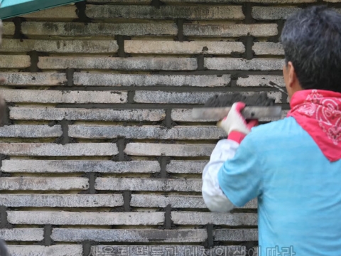 롱브릭 메지넣기 - 브릭랜드 밀라노107 식금리 메지시공 현장